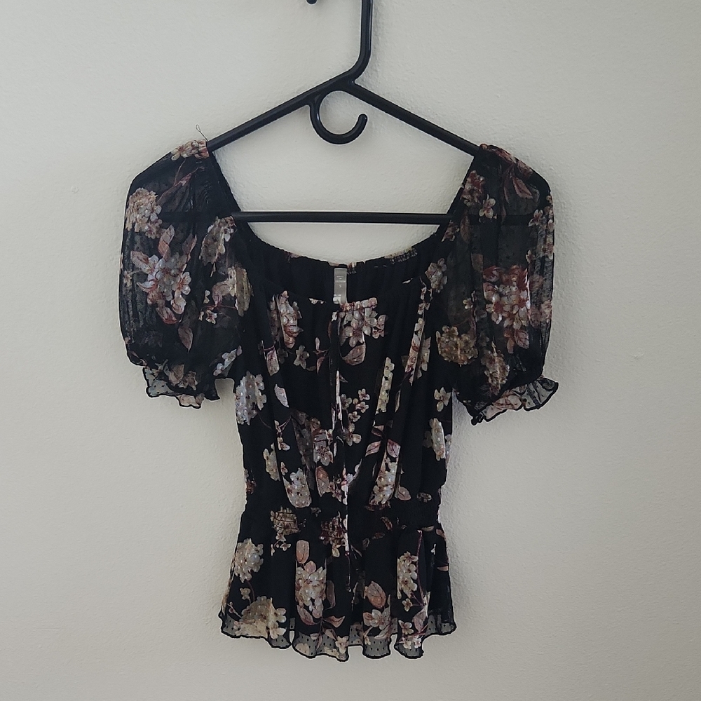1775 Floral Black Floral Women's Blouse